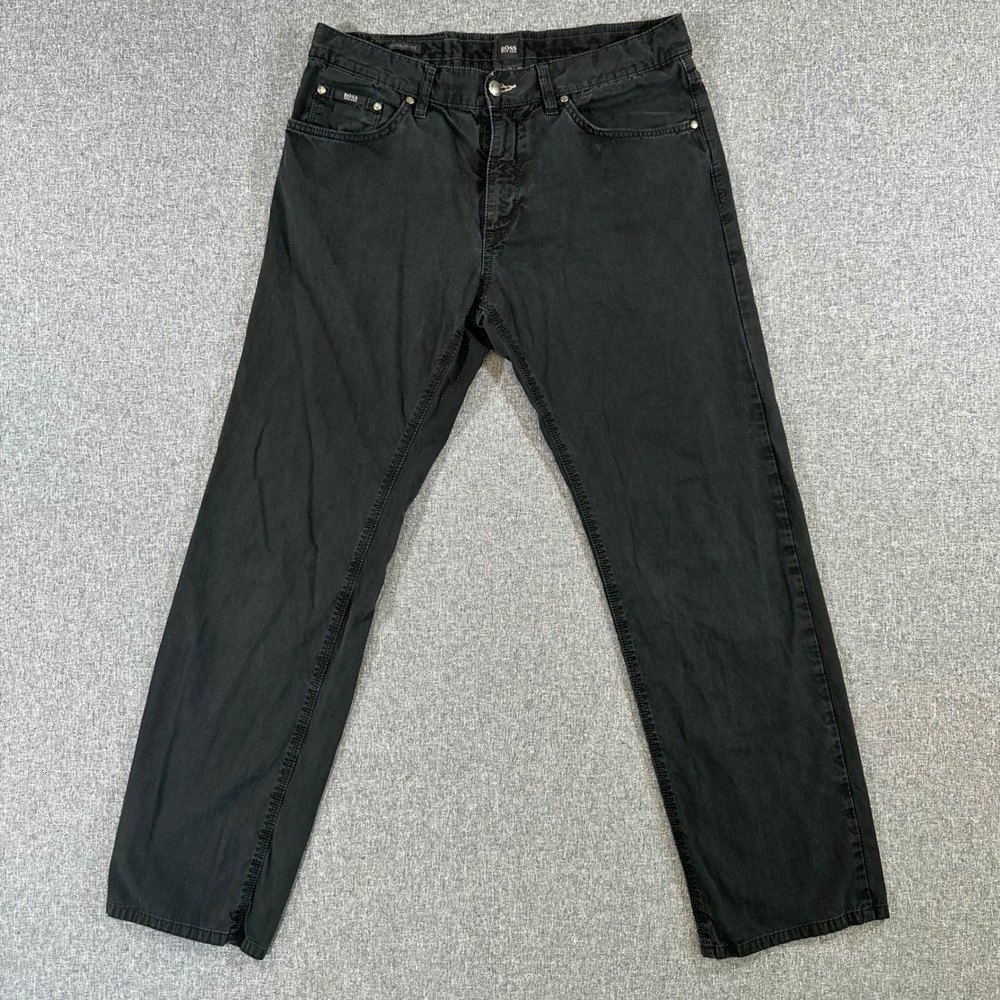 Hugo Boss Maine-10 Regular Fit Jeans Mens 33x34 Black Straight Leg Denim Pants